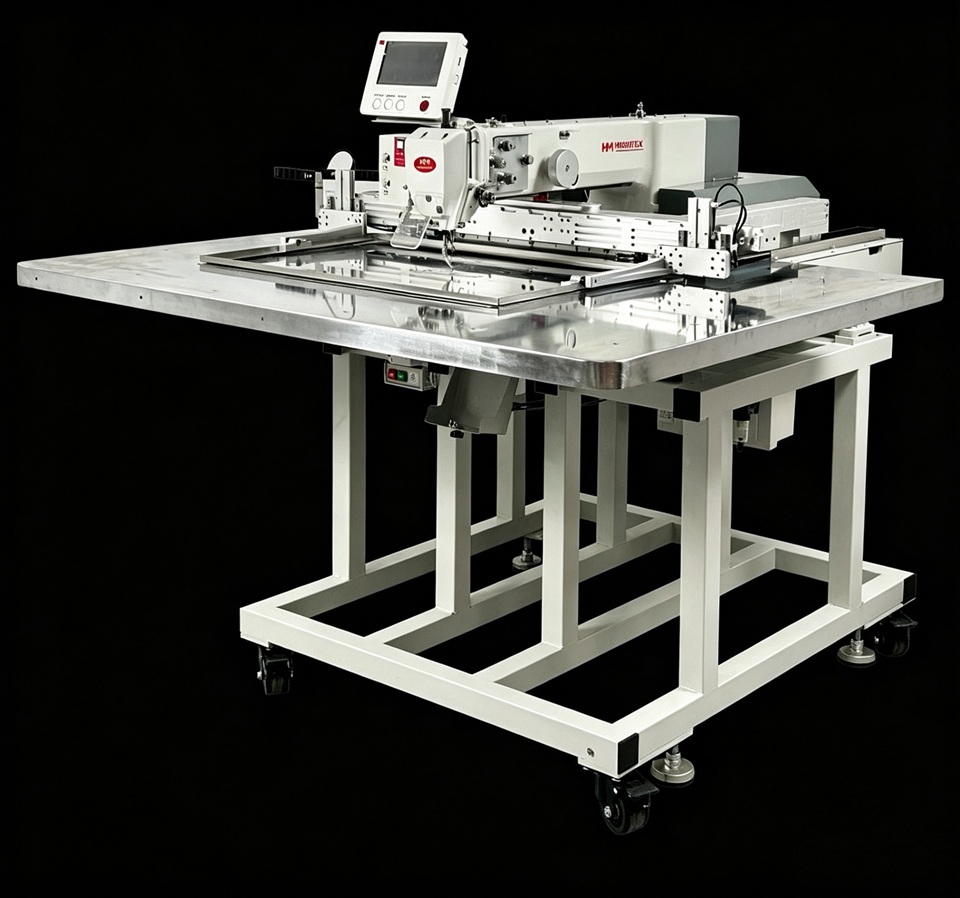 heavy duty large area programmable pattern sewing machine